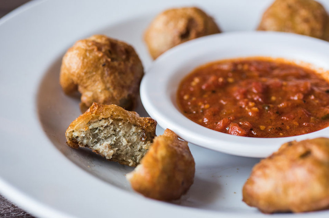 Handmade Italian meatballs from Oceanside Beach Bar & Grill in Palm Coast, Florida.