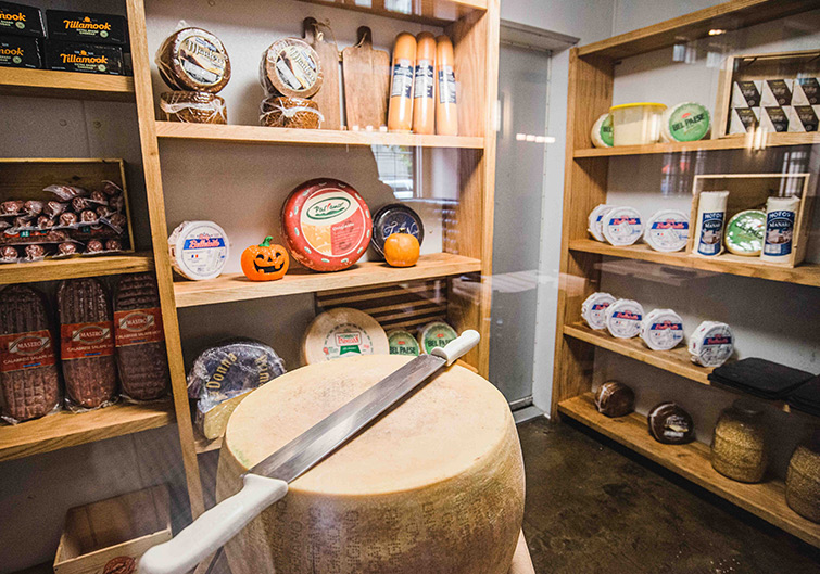 A huge selection of fine cheeses and cured meats at The Block restaurant in Charleston, West Virginia.