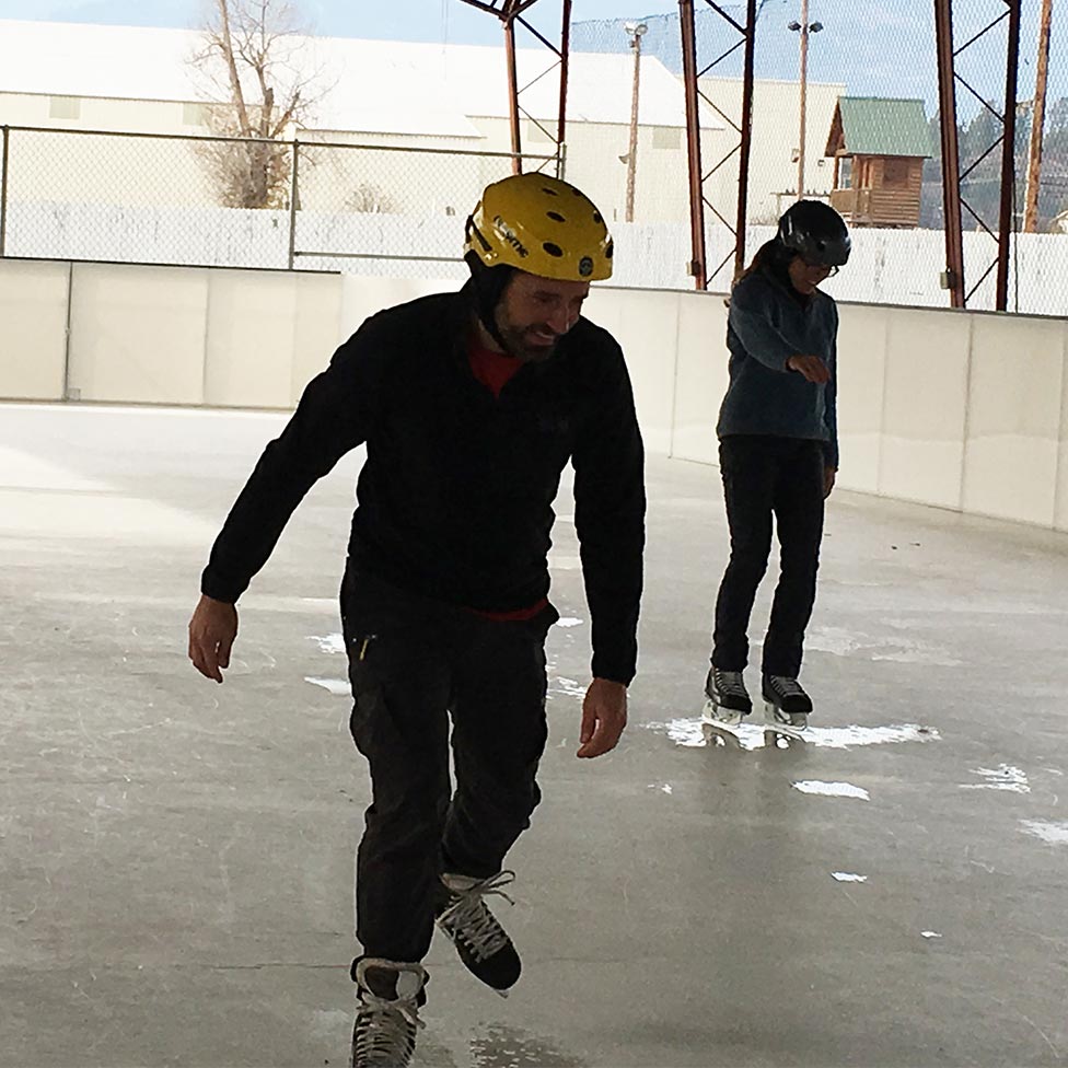Two people have fun skating in North Idaho