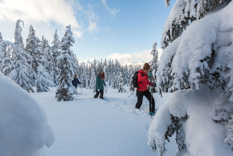 Hiking through the snow at Pilot Butte in Bend, OR