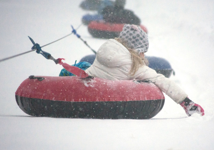 Snow tubing on Mt. Bachelor in Bend, OR